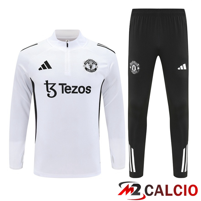 Maglie Calcio Personalizzate,Tute Calcio Squadre,Maglia Nazionale Italiana Calcio | Insieme Tuta Calcio Manchester United Bianco 2025/2026