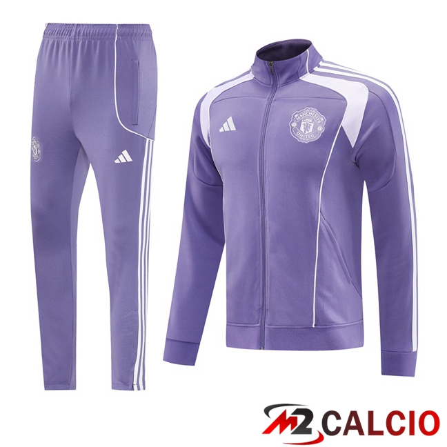 Maglie Calcio Personalizzate,Tute Calcio Squadre,Maglia Nazionale Italiana Calcio | Insieme Tuta Calcio - Giacca Manchester United Viola 2025/2026