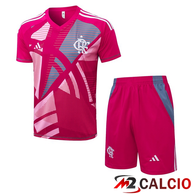 Maglie Calcio Personalizzate,Tute Calcio Squadre,Maglia Nazionale Italiana Calcio | Insieme T Shirt Allenamento Flamengo + Pantaloncini Rosso 2025/2026
