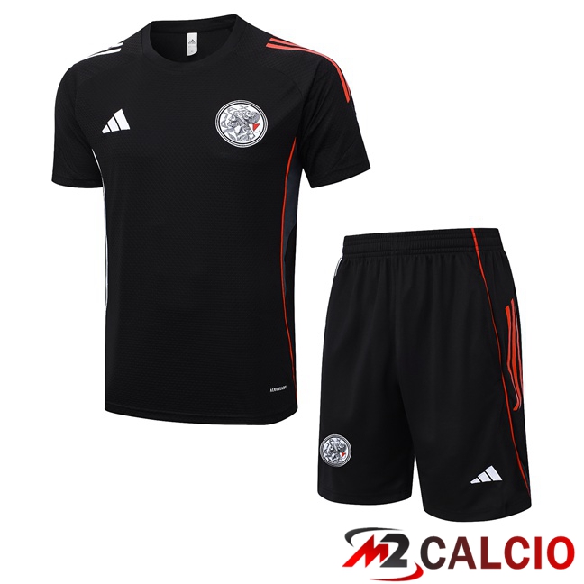Maglie Calcio Personalizzate,Tute Calcio Squadre,Maglia Nazionale Italiana Calcio | Insieme T Shirt Allenamento AFC Ajax + Pantaloncini Nero 2025/2026