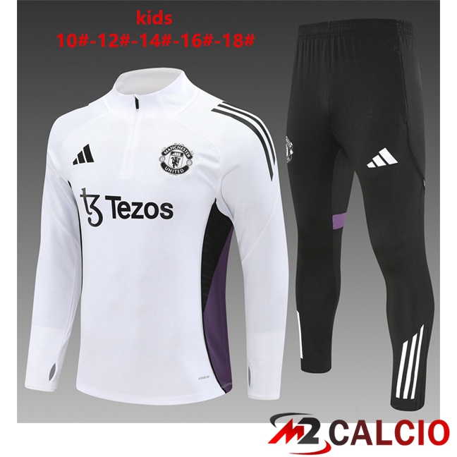 Maglie Calcio Personalizzate,Tute Calcio Squadre,Maglia Nazionale Italiana Calcio | Insieme Tuta Calcio Manchester United Bambino Bianco 2025/2026