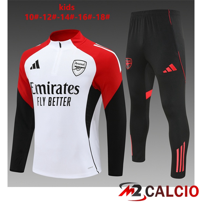 Maglie Calcio Personalizzate,Tute Calcio Squadre,Maglia Nazionale Italiana Calcio | Insieme Tuta Calcio Arsenal Bambino Bianco Nero Rosso 2025/2026