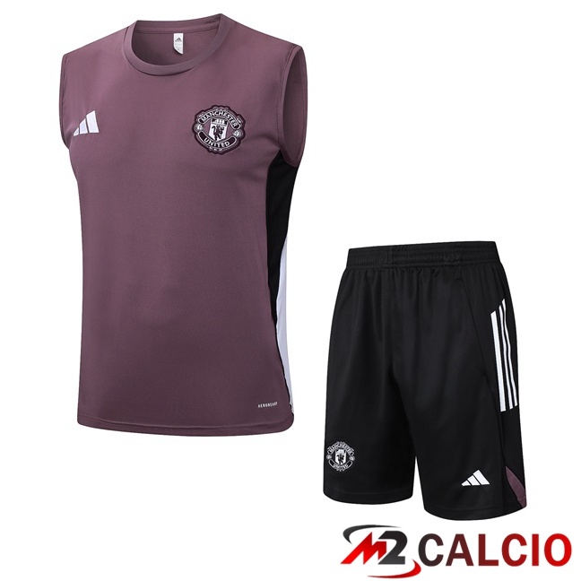Maglie Calcio Personalizzate,Tute Calcio Squadre,Maglia Nazionale Italiana Calcio | Canotta Allenamento Manchester United + Pantaloncini Viola 2025/2026