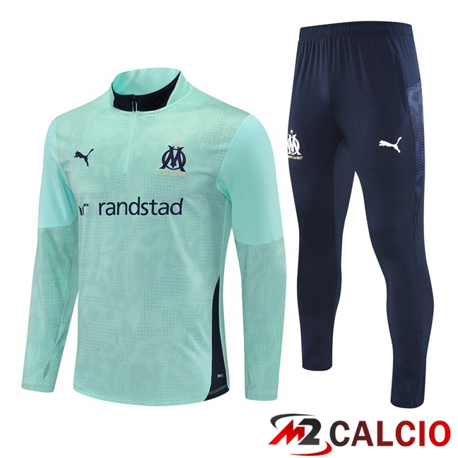 Maglie Calcio Personalizzate,Tute Calcio Squadre,Maglia Nazionale Italiana Calcio | Insieme Tuta Calcio Marsiglia OM Verde 2025/2026