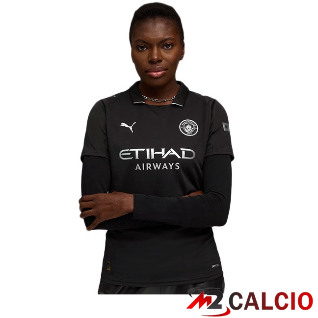 Maglie Calcio Personalizzate,Tute Calcio Squadre,Maglia Nazionale Italiana Calcio | Maglie Calcio Manchester City Donna Seconda Nero 2025/2026