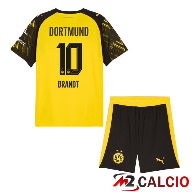 Maglie Calcio Personalizzate,Tute Calcio Squadre,Maglia Nazionale Italiana Calcio | Maglie Calcio Dortmund BVB (Brandt 10) Bambino Prima Giallo 2025/2026