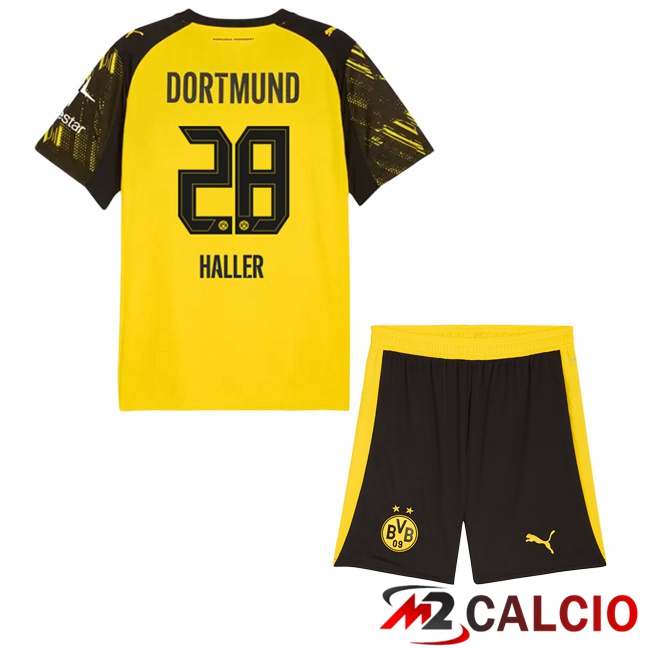 Maglie Calcio Personalizzate,Tute Calcio Squadre,Maglia Nazionale Italiana Calcio | Maglie Calcio Dortmund BVB (Haller 28) Bambino Prima Giallo 2025/2026