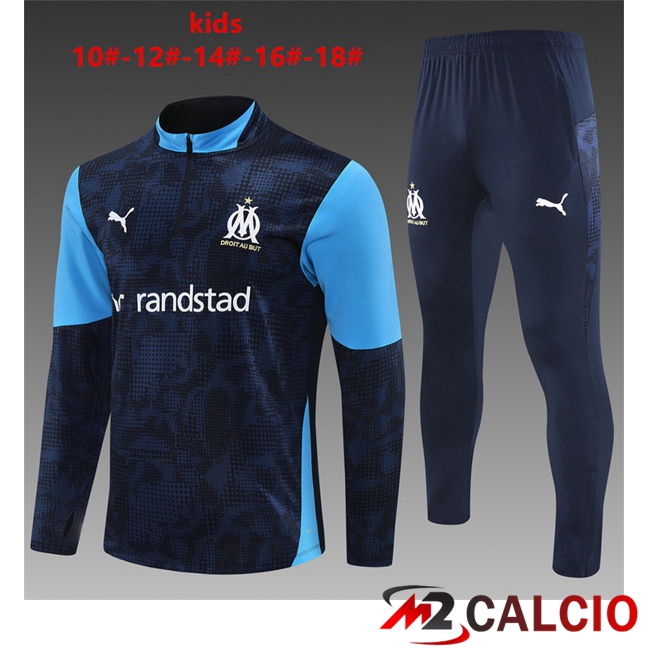 Maglie Calcio Personalizzate,Tute Calcio Squadre,Maglia Nazionale Italiana Calcio | Insieme Tuta Calcio Marsiglia OM Bambino Blu Reale 2025/2026