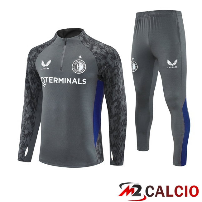 Maglie Calcio Personalizzate,Tute Calcio Squadre,Maglia Nazionale Italiana Calcio | Insieme Tuta Calcio Feyenoord Grigio 2025/2026