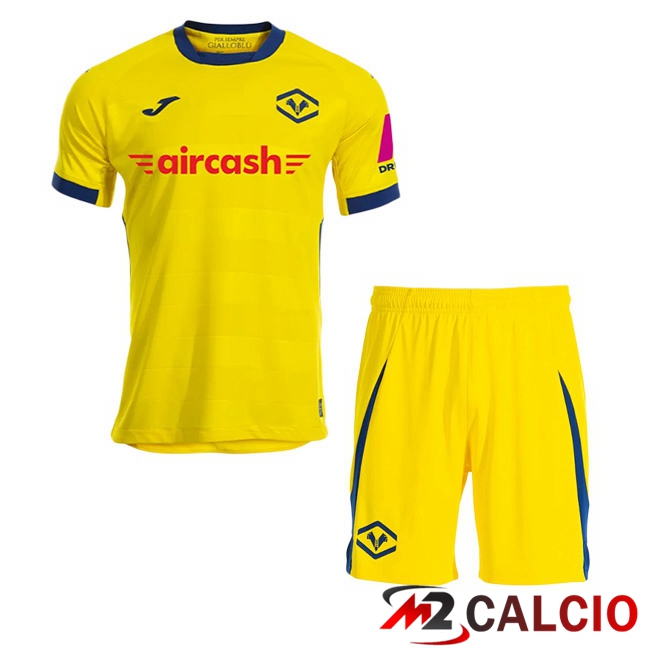 Maglie Calcio Personalizzate,Tute Calcio Squadre,Maglia Nazionale Italiana Calcio | Maglie Calcio Hellas Verone Bambino Seconda Giallo 2025/2026