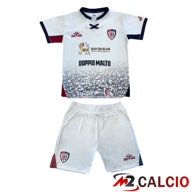 Maglie Calcio Personalizzate,Tute Calcio Squadre,Maglia Nazionale Italiana Calcio | Maglie Calcio Cagliari Calcio Bambino Seconda Bianco 2025/2026