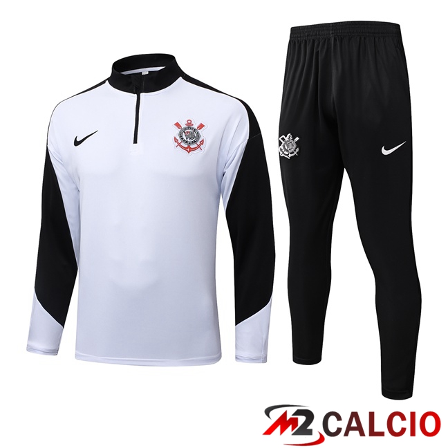 Maglie Calcio Personalizzate,Tute Calcio Squadre,Maglia Nazionale Italiana Calcio | Insieme Tuta Calcio Corinthians Bianco 2025/2026