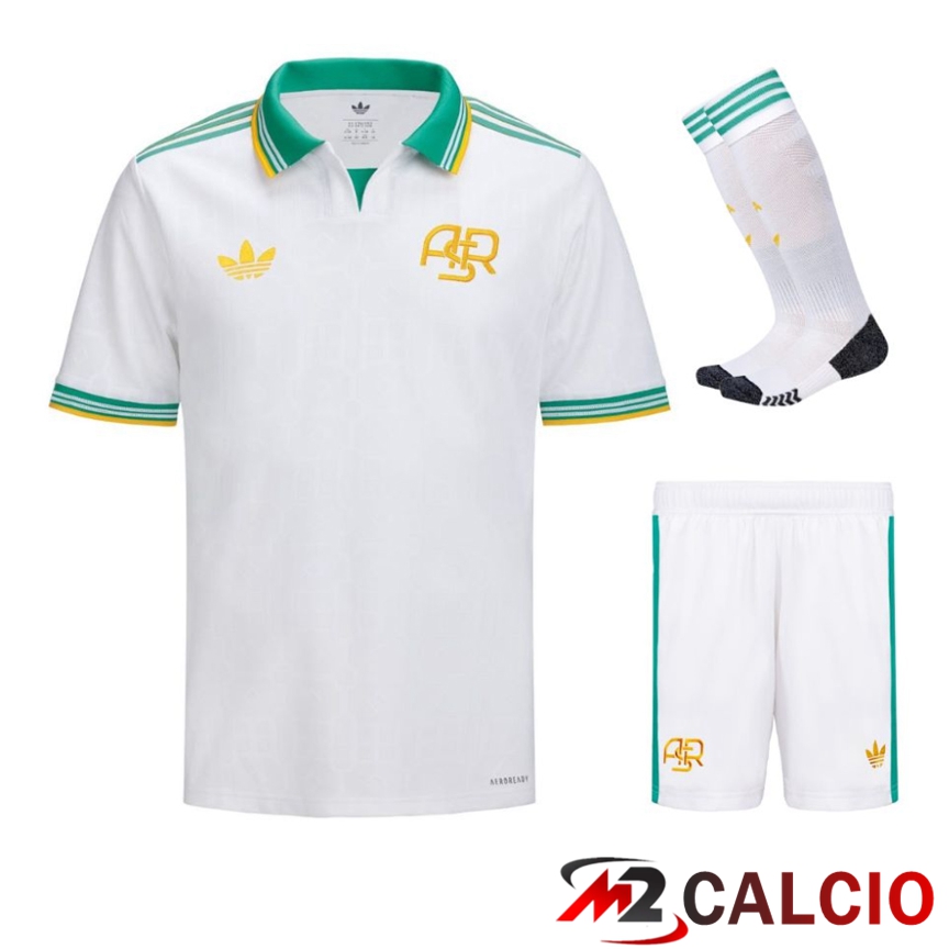 Maglie Calcio Personalizzate,Tute Calcio Squadre,Maglia Nazionale Italiana Calcio | Insieme Maglie Calcio AS Roma Terza (Pantaloncini + Calzini) 2025/2026