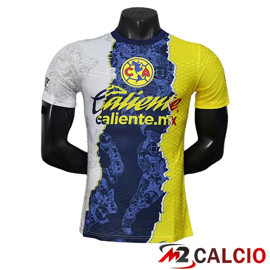 Maglie Calcio Personalizzate,Tute Calcio Squadre,Maglia Nazionale Italiana Calcio | Maglie Calcio Club America Edizione Speciale Blu/Giallo/Bianco 2025/2026