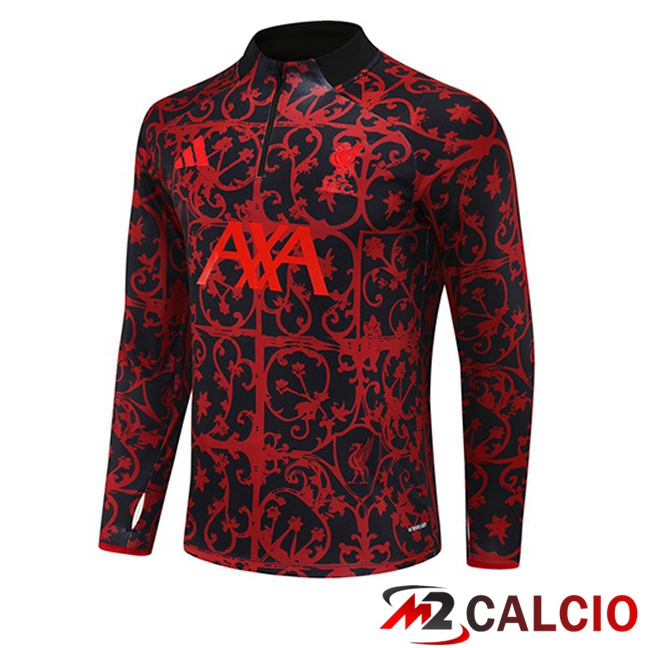 Maglie Calcio Personalizzate,Tute Calcio Squadre,Maglia Nazionale Italiana Calcio | Felpa Allenamento FC Liverpool Nero Rosso 2025/2026