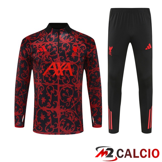 Maglie Calcio Personalizzate,Tute Calcio Squadre,Maglia Nazionale Italiana Calcio | Insieme Tuta Calcio FC Liverpool Nero Rosso 2025/2026