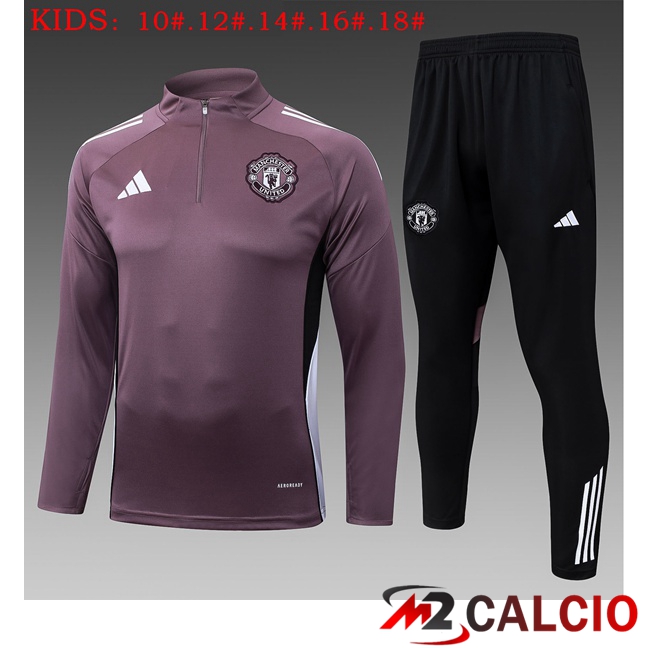 Maglie Calcio Personalizzate,Tute Calcio Squadre,Maglia Nazionale Italiana Calcio | Insieme Tuta Calcio Manchester United Bambino Viola 2025/2026