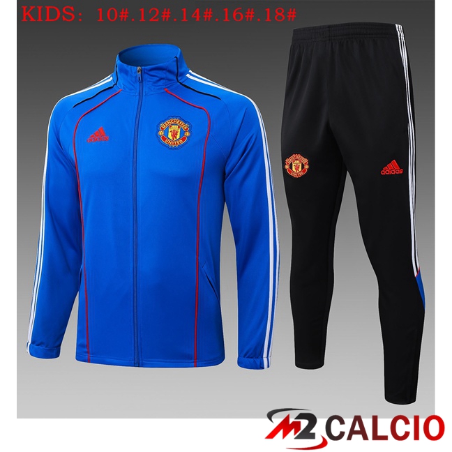 Maglie Calcio Personalizzate,Tute Calcio Squadre,Maglia Nazionale Italiana Calcio | Insieme Tuta Calcio - Giacca Manchester United Bambino Blu 2025/2026