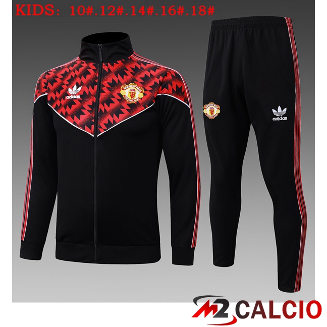 Maglie Calcio Personalizzate,Tute Calcio Squadre,Maglia Nazionale Italiana Calcio | Insieme Tuta Calcio - Giacca Manchester United Bambino Rosso Nero 2025/2026