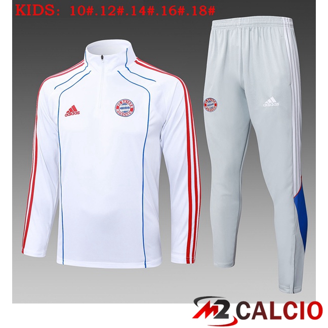 Maglie Calcio Personalizzate,Tute Calcio Squadre,Maglia Nazionale Italiana Calcio | Insieme Tuta Calcio Bayern Monaco Bambino Bianco 2025/2026