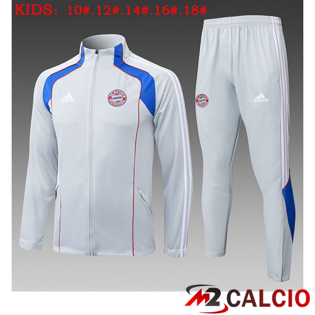 Maglie Calcio Personalizzate,Tute Calcio Squadre,Maglia Nazionale Italiana Calcio | Insieme Tuta Calcio - Giacca Bayern Monaco Bambino Grigio 2025/2026