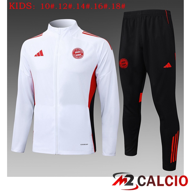 Maglie Calcio Personalizzate,Tute Calcio Squadre,Maglia Nazionale Italiana Calcio | Insieme Tuta Calcio - Giacca Bayern Monaco Bambino Bianco 2025/2026