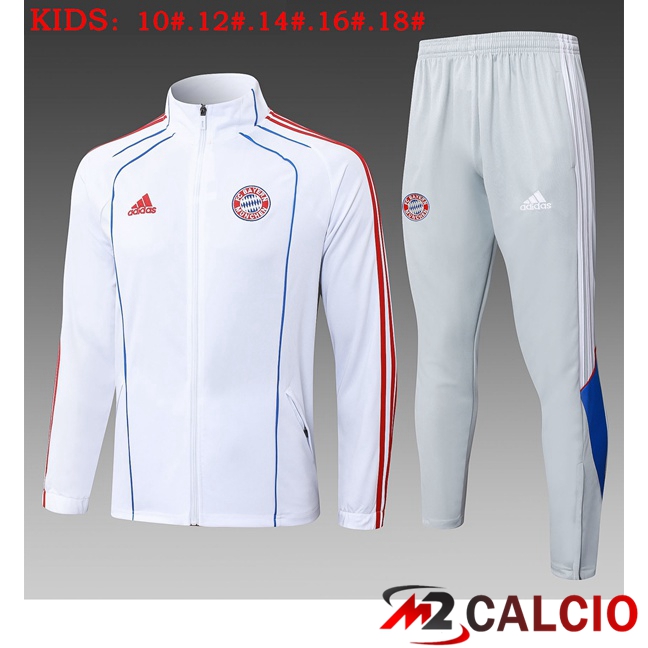 Maglie Calcio Personalizzate,Tute Calcio Squadre,Maglia Nazionale Italiana Calcio | Insieme Tuta Calcio - Giacca Bayern Monaco Bambino Bianco 2025/2026