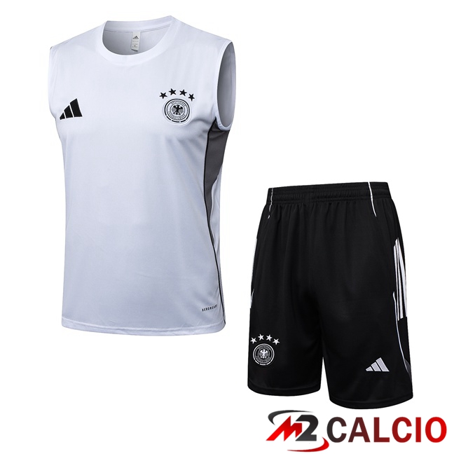 Maglie Calcio Personalizzate,Tute Calcio Squadre,Maglia Nazionale Italiana Calcio | Canotta Allenamento Germania + Pantaloncini Bianco 2025/2026