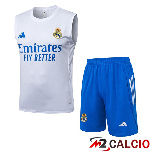 Maglie Calcio Personalizzate,Tute Calcio Squadre,Maglia Nazionale Italiana Calcio | Canotta Allenamento Real Madrid + Pantaloncini Bianco 2025/2026