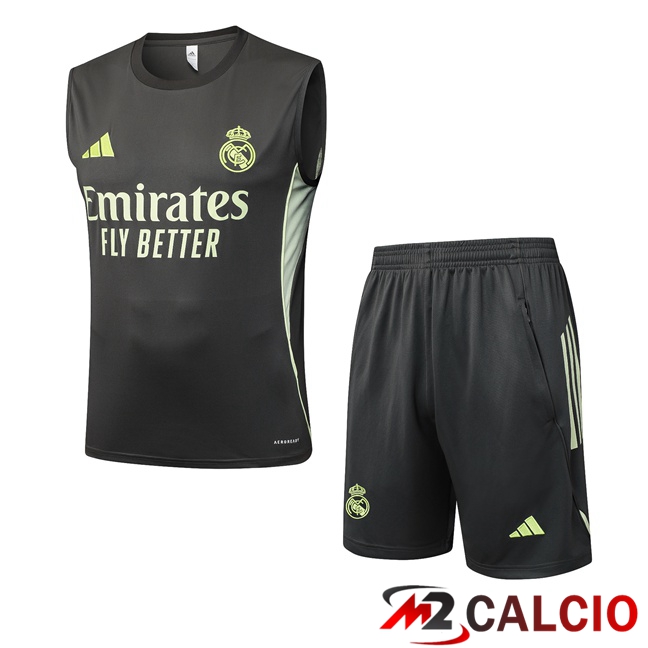 Maglie Calcio Personalizzate,Tute Calcio Squadre,Maglia Nazionale Italiana Calcio | Canotta Allenamento Real Madrid + Pantaloncini Verde 2025/2026
