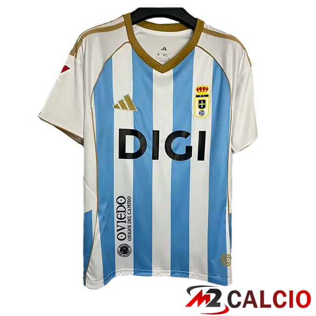 Maglie Calcio Personalizzate,Tute Calcio Squadre,Maglia Nazionale Italiana Calcio | Maglie Calcio Real Oviedo Terza Bianco Blu 2025/2026