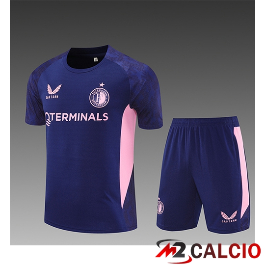 Maglie Calcio Personalizzate,Tute Calcio Squadre,Maglia Nazionale Italiana Calcio | Insieme T Shirt Allenamento Feyenoord Bambino Viola/Rosa 2025/2026