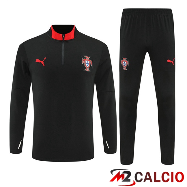 Maglie Calcio Personalizzate,Tute Calcio Squadre,Maglia Nazionale Italiana Calcio | Insieme Tuta Calcio Portogallo Nero 2025/2026