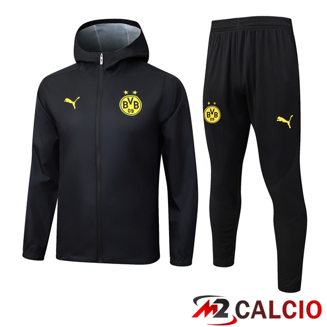 Maglie Calcio Personalizzate,Tute Calcio Squadre,Maglia Nazionale Italiana Calcio | Tuta Calcio - Giacca A Vento Dortmund BVB Nero 2025/2026