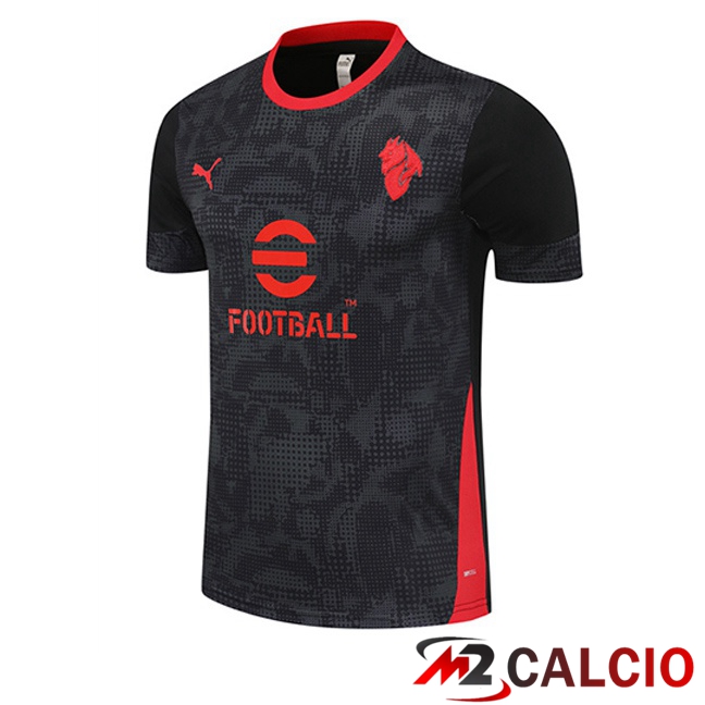 Maglie Calcio Personalizzate,Tute Calcio Squadre,Maglia Nazionale Italiana Calcio | T Shirt Allenamento AC Milan Nero 2025/2026