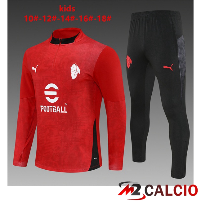 Maglie Calcio Personalizzate,Tute Calcio Squadre,Maglia Nazionale Italiana Calcio | Insieme Tuta Calcio AC Milan Bambino Rosso 2025/2026
