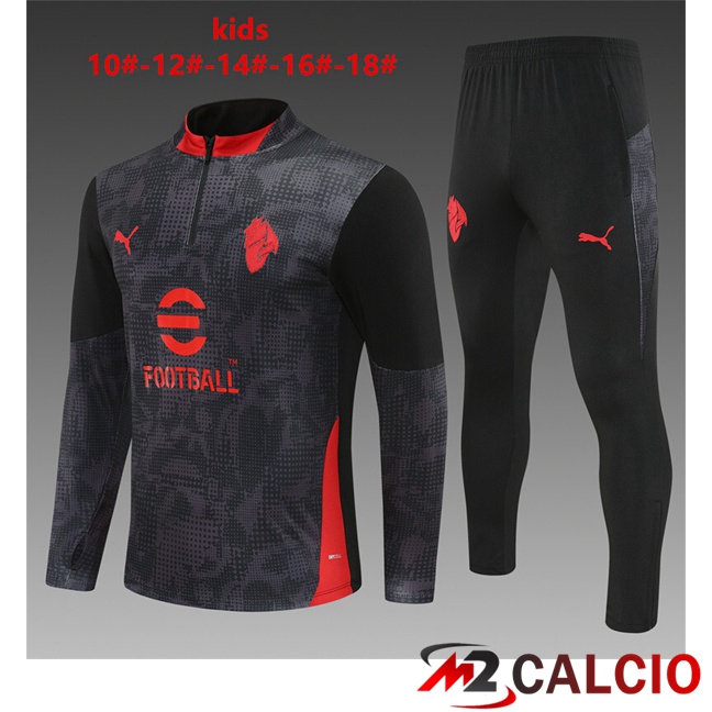 Maglie Calcio Personalizzate,Tute Calcio Squadre,Maglia Nazionale Italiana Calcio | Insieme Tuta Calcio AC Milan Bambino Nero 2025/2026