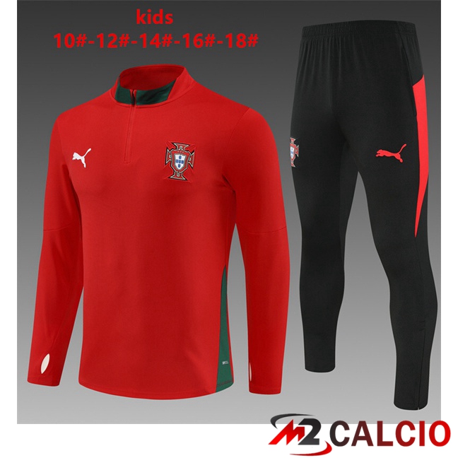 Maglie Calcio Personalizzate,Tute Calcio Squadre,Maglia Nazionale Italiana Calcio | Insieme Tuta Calcio Portogallo Bambino Rosso 2025/2026