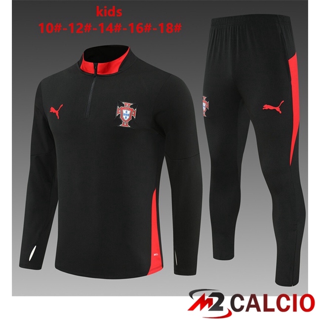 Maglie Calcio Personalizzate,Tute Calcio Squadre,Maglia Nazionale Italiana Calcio | Insieme Tuta Calcio Portogallo Bambino Nero 2025/2026
