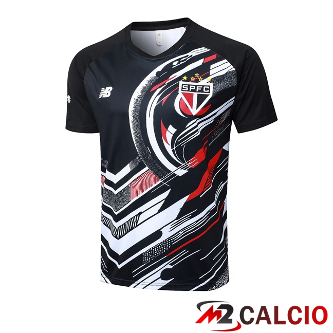 Maglie Calcio Personalizzate,Tute Calcio Squadre,Maglia Nazionale Italiana Calcio | T Shirt Allenamento Sao Paulo FC Nero 2025/2026