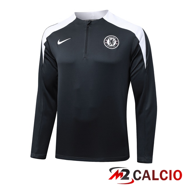 Maglie Calcio Personalizzate,Tute Calcio Squadre,Maglia Nazionale Italiana Calcio | Felpa Allenamento FC Chelsea Grigio 2025/2026