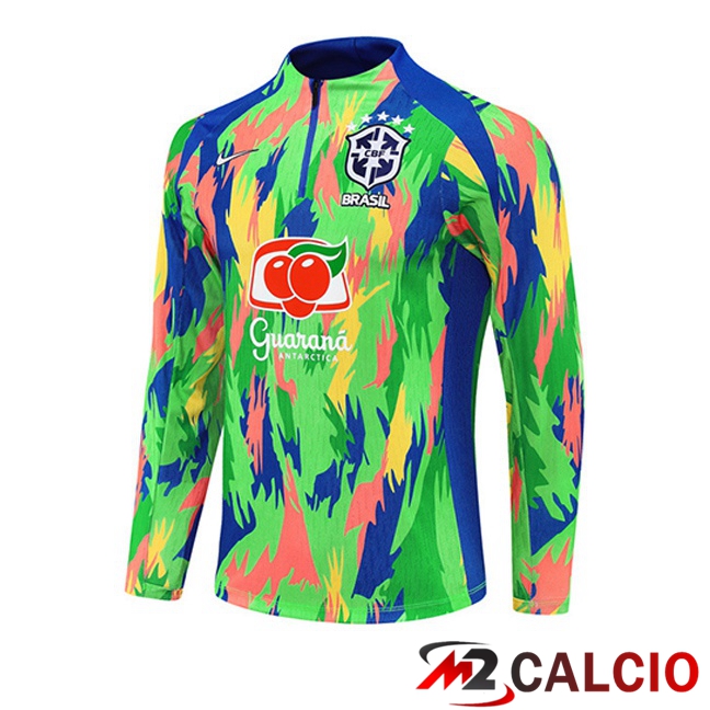Maglie Calcio Personalizzate,Tute Calcio Squadre,Maglia Nazionale Italiana Calcio | Felpa Allenamento Brasile Verde 2025/2026