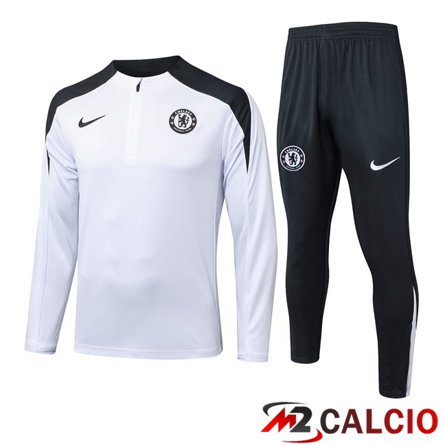 Maglie Calcio Personalizzate,Tute Calcio Squadre,Maglia Nazionale Italiana Calcio | Insieme Tuta Calcio FC Chelsea Bianco 2025/2026