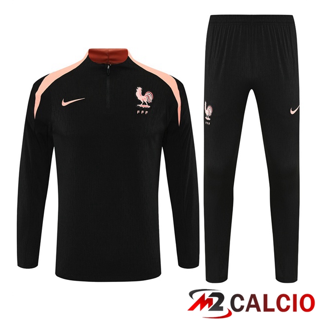 Maglie Calcio Personalizzate,Tute Calcio Squadre,Maglia Nazionale Italiana Calcio | Insieme Tuta Calcio Francia Nero 2025/2026