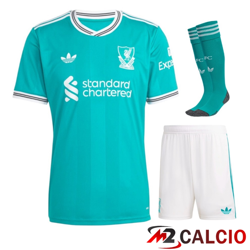 Maglie Calcio Personalizzate,Tute Calcio Squadre,Maglia Nazionale Italiana Calcio | Insieme Maglie Calcio Liverpool Terza (Pantaloncini + Calzini) 2025/2026