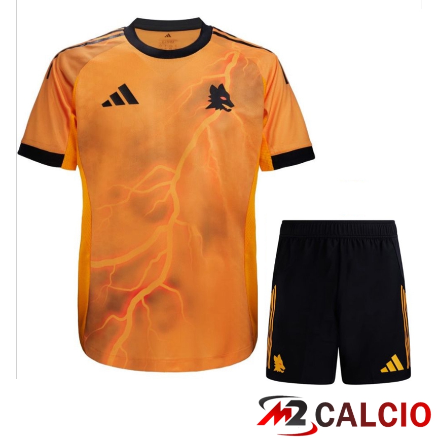 Maglie Calcio Personalizzate,Tute Calcio Squadre,Maglia Nazionale Italiana Calcio | Insieme Maglie Calcio AS Roma Seconda + Pantaloncini 2025/2026