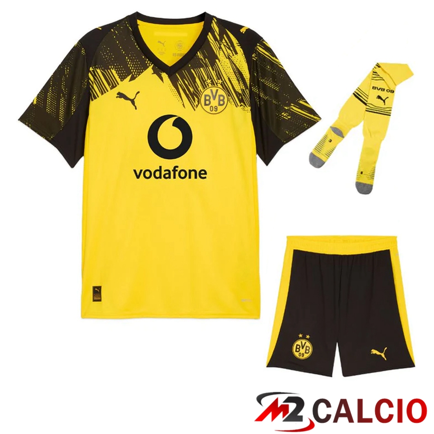 Maglie Calcio Personalizzate,Tute Calcio Squadre,Maglia Nazionale Italiana Calcio | Insieme Maglie Calcio BVB Dortmund Prima (Pantaloncini + Calzini) 2025/2026