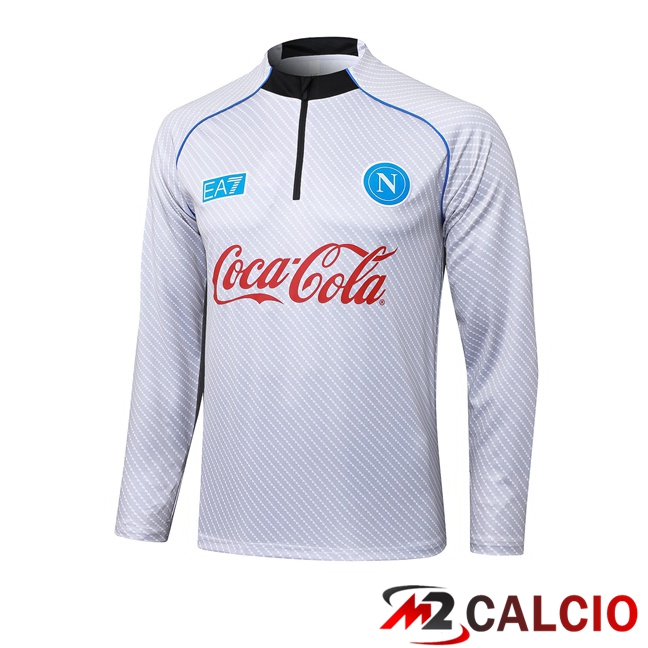 Maglie Calcio Personalizzate,Tute Calcio Squadre,Maglia Nazionale Italiana Calcio | Felpa Allenamento SSC Napoli Bianco 2025/2026