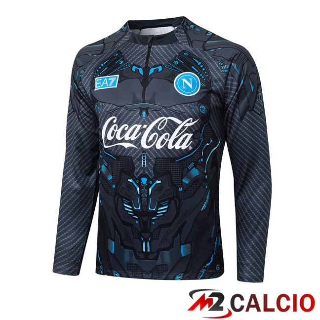 Maglie Calcio Personalizzate,Tute Calcio Squadre,Maglia Nazionale Italiana Calcio | Felpa Allenamento SSC Napoli Grigio 2025/2026