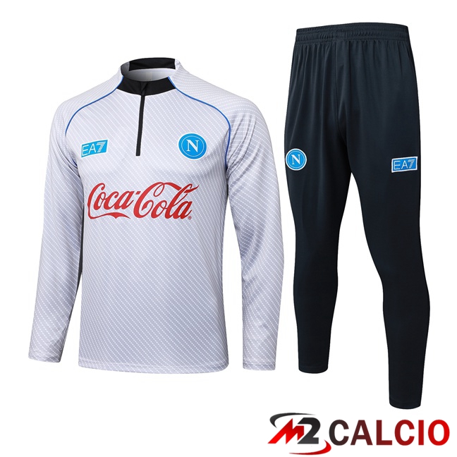Maglie Calcio Personalizzate,Tute Calcio Squadre,Maglia Nazionale Italiana Calcio | Insieme Tuta Calcio SSC Napoli Bianco 2025/2026